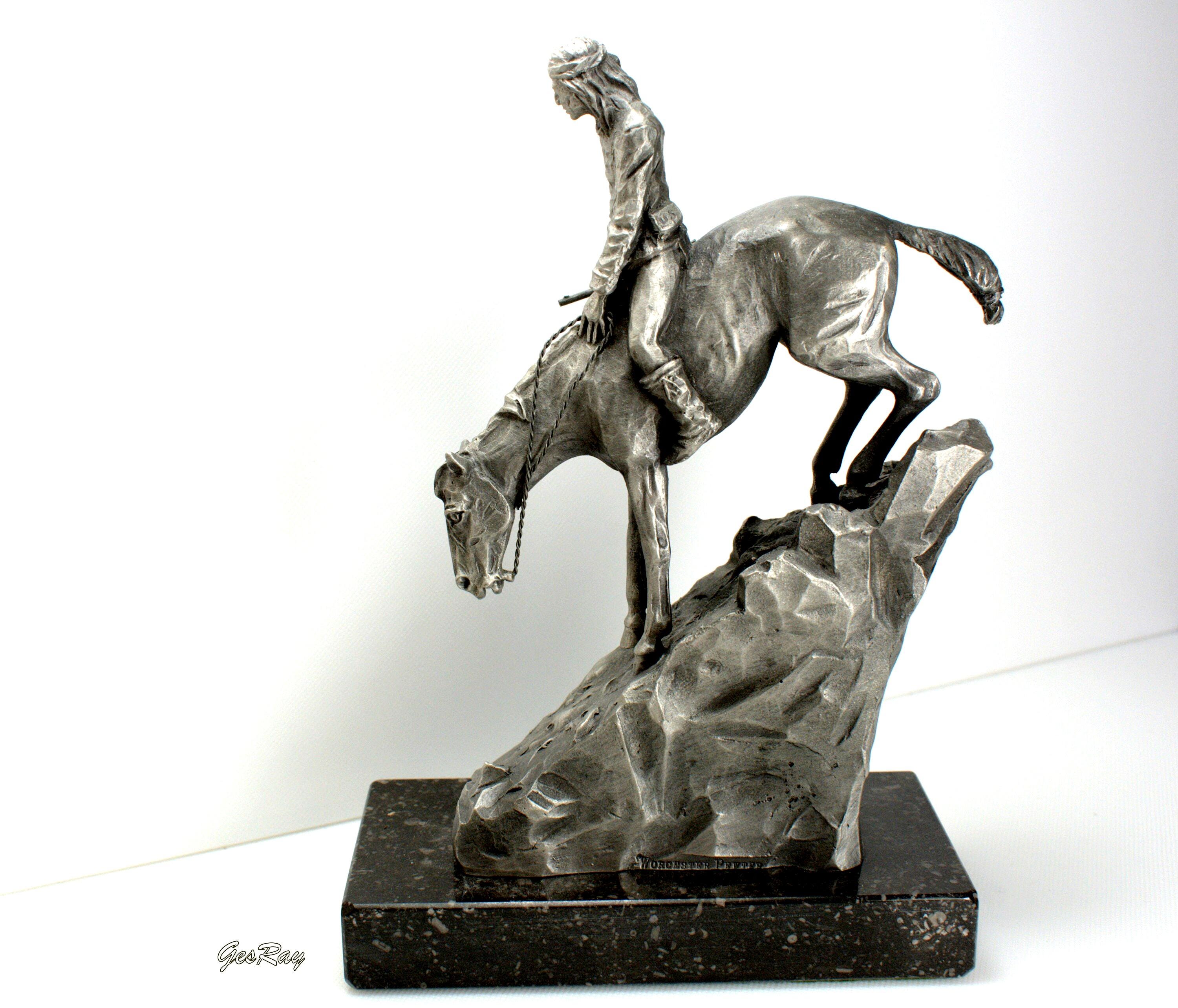 WORCHESTER PEWTER Apache in Pursuit Statue Sculpture Signed Fine