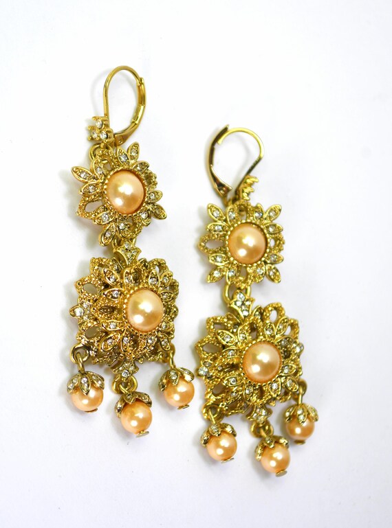 Statement Designer Dangle Drop Earrings Clip On, … - image 6