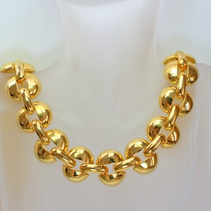 Vintage Givenchy Gold Plated Logo Link Choker Necklace