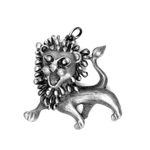 Mid Century Modern Pewter Pendant Lion Zodiac Sign Horoscope