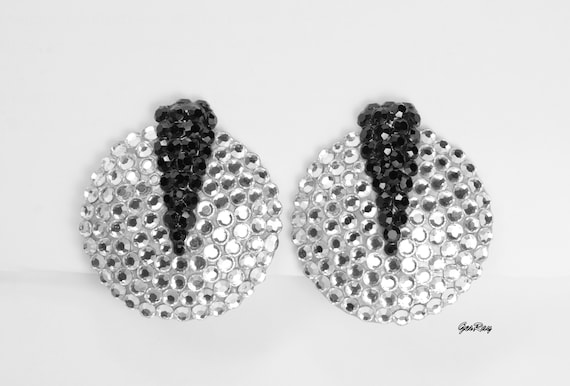 Richard Kerr Jewelry Clip Earrings, Black Silver … - image 1