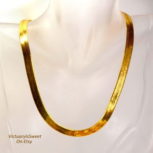 NAPIER Chain Necklace, Gold Plated Herringbone Chain Vintage