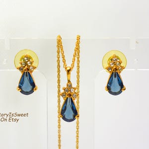 Roman Jewelry Earrings Necklace Vintage Blue Crystal