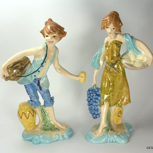 Vintage Fontanini Depose Italy Girl and Boy Couple Figurines