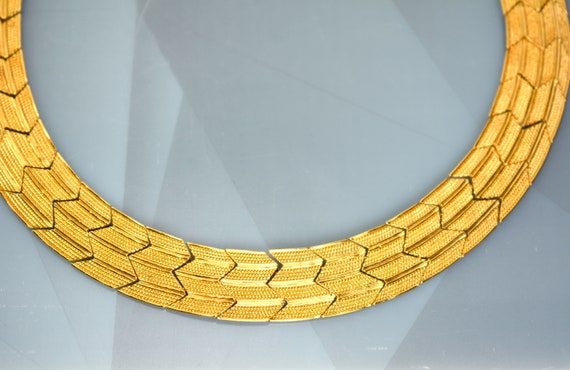 Napier Gold Tone Collar Choker Necklace Cleopatra… - image 8