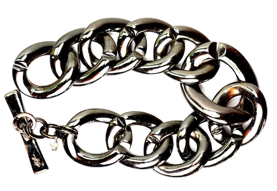 アクセサリー K Silver Chain Bracelet Kenneth Cole New York Chain Link Bracelet, Pave Crystal Gunmetal