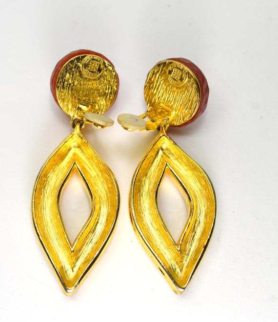 Authentic Givenchy Dangle Earrings  Clip-on Gold … - image 6
