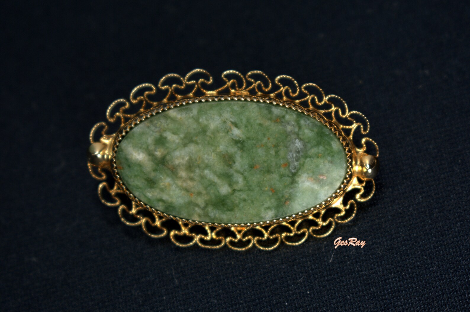 Vintage 1/20 12K GF Genuine Nephrite Jade Brooch Pin | Etsy