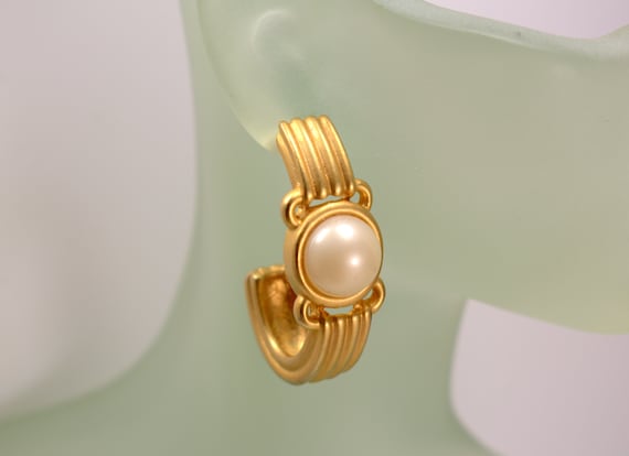 Vintage Designer Matte Hoop Earrings Statement, Victoryissweet