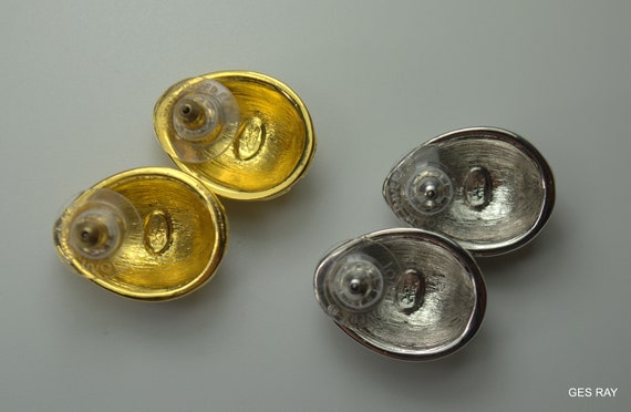 Joan Rivers Stud Earrings Pierced Silver Enamel - image 5