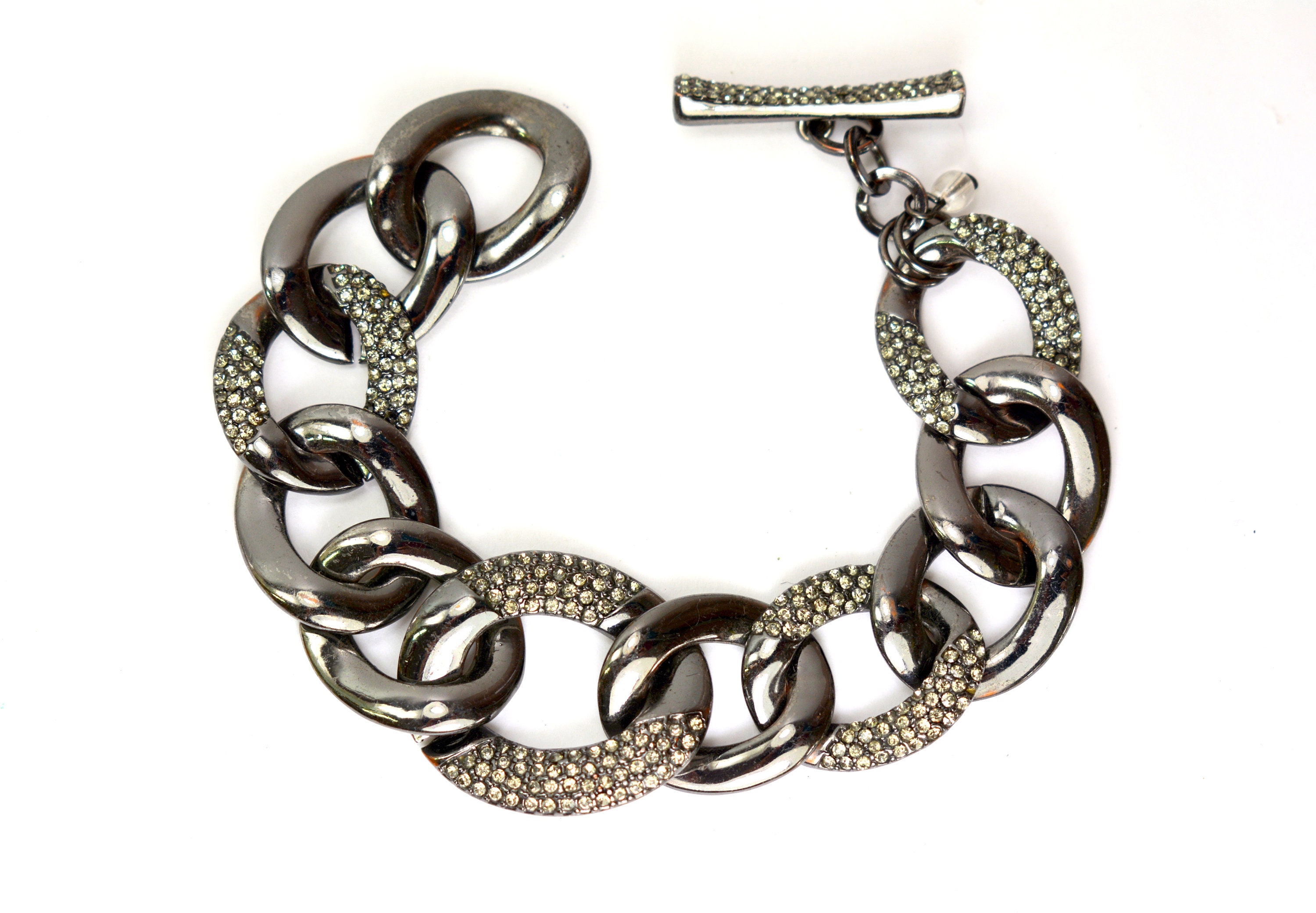 Kenneth Cole New York Chain Link Bracelet, Pave Crystal Gunmetal
