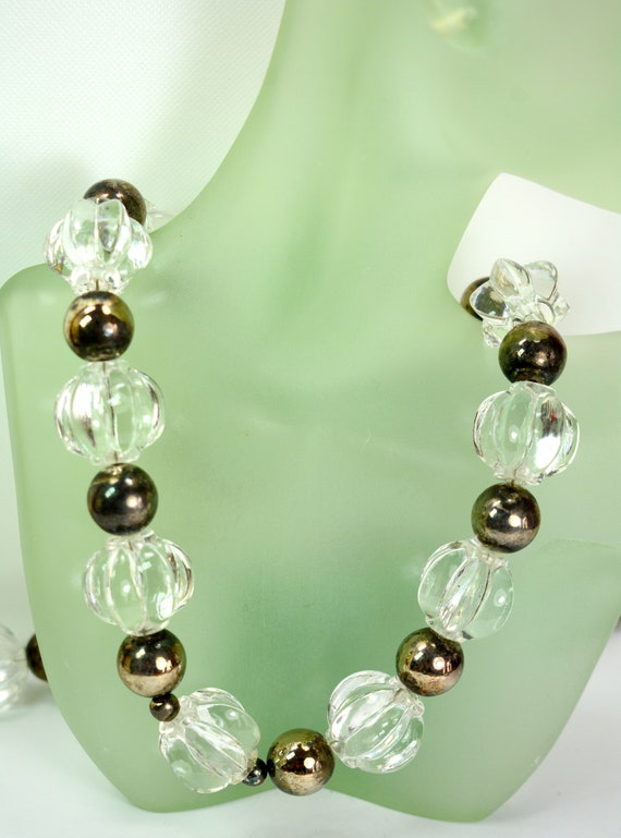 Art Deco Early Plastic Clear Lucite Beaded Neckla… - image 4