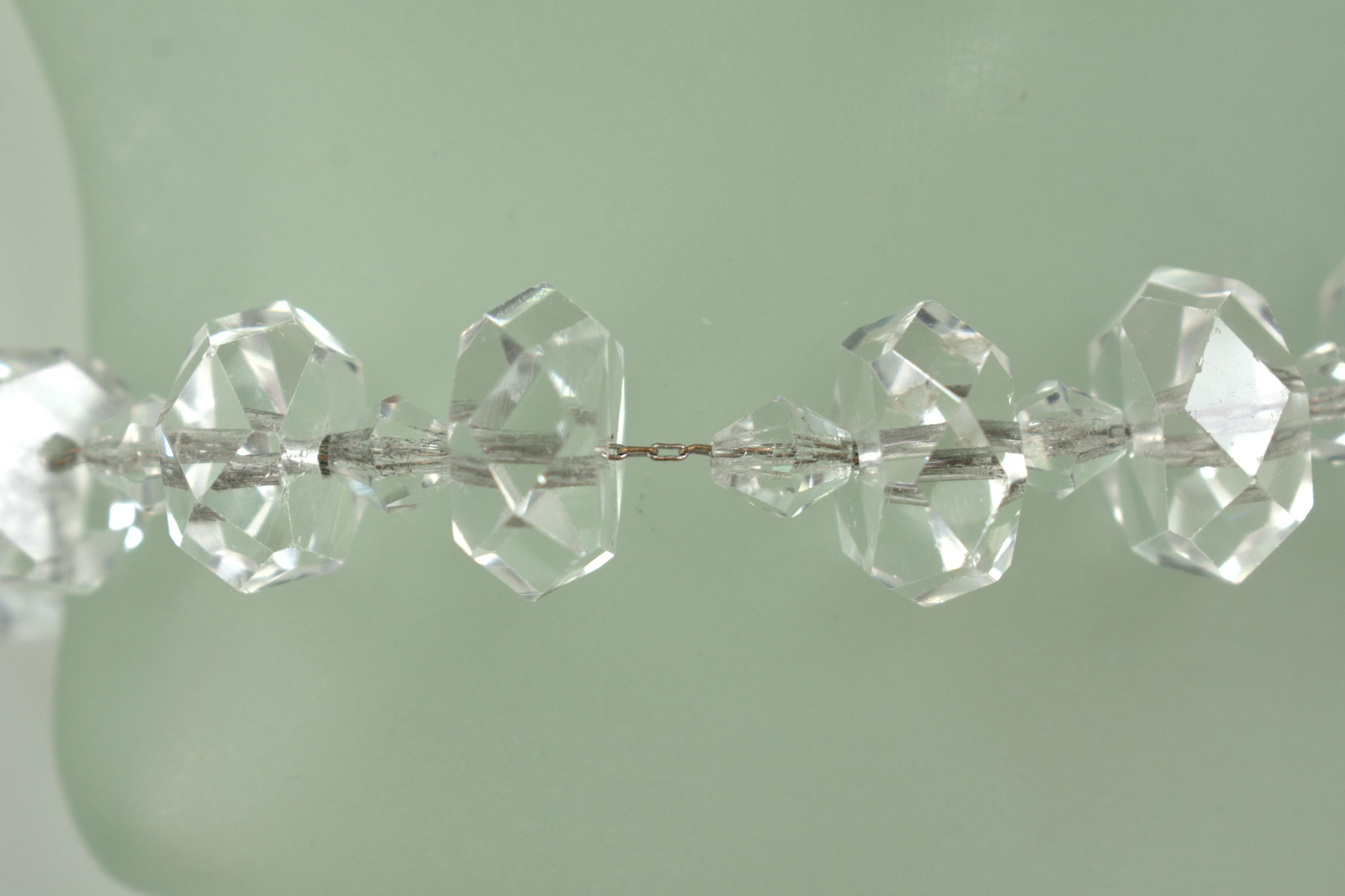 Collier Vintage Perles De Cristal à Facettes Argenté - Référence 5265, Très Bon état