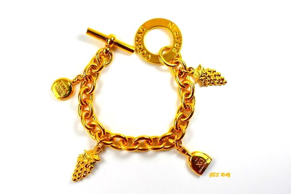 France Cognac Frapin Bracelet Souvenir Gold Plated Chain Charms