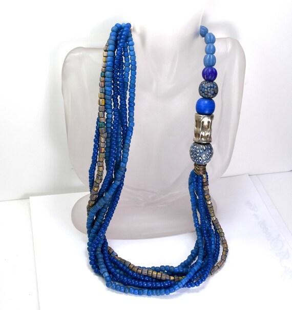 Collier Ethnique En Perles De Verre - Occasion Porté, Style Bohème Et Coloré, Envoi France Gratuit