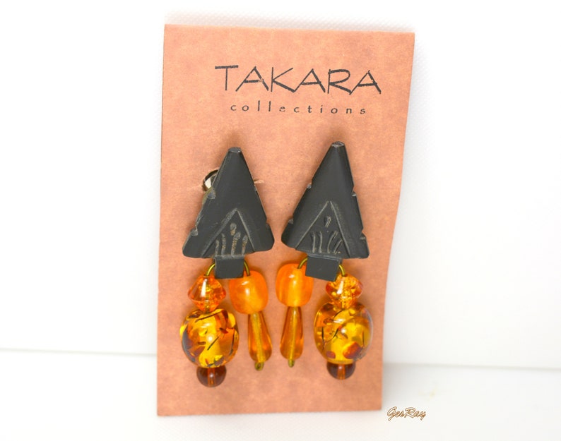 Moderna örhängen i Monies-stil, hantverksmässigt tillverkade av Takara, Tribal bild 4