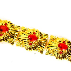 Camrose and Kross Jacqueline Kennedy Bracelet JBK Faux Ruby Crystals Gold Tone