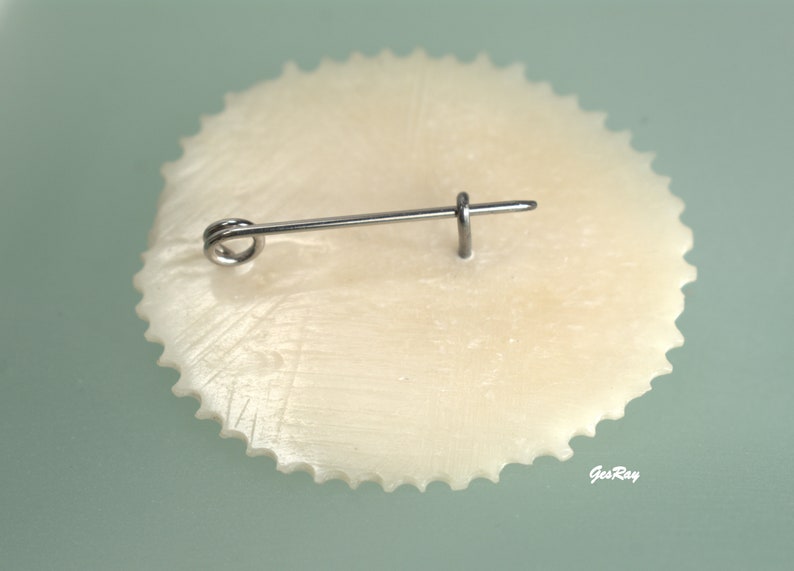 Antique Hand Carved Brooch Pin Vintage