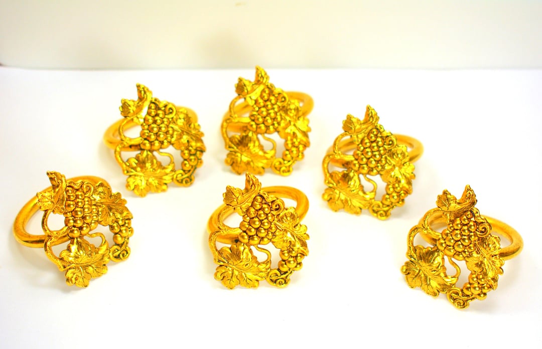 Vintage Gold Grape Cluster Napkin Rings - Set of 6 - Etsy