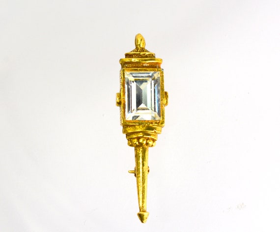 Goldette Victorian Revival Brooch Pin Lamp Gas Li… - image 2