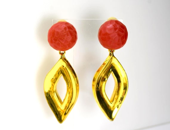 Authentic Givenchy Dangle Earrings  Clip-on Gold … - image 5