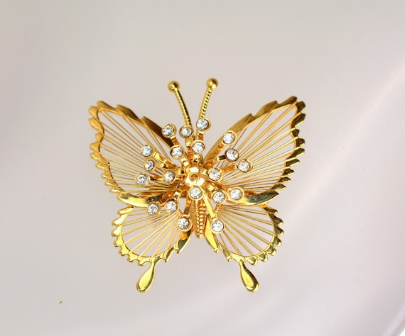 Monet Butterfly Brooch Pin 1980s - image 2