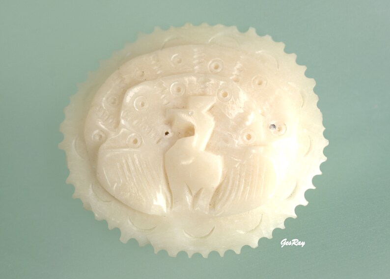 Antique Hand Carved Brooch Pin Vintage
