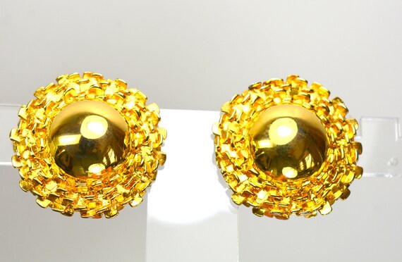PD Statement Bold Domed Button Earrings Gold Prem… - image 3