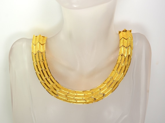 Napier Gold Tone Collar Choker Necklace Cleopatra… - image 1