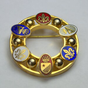 Royal Lily  Heraldic Brooch Pin Shield Leur de Lis Brooch Vintage Costume Jewelry