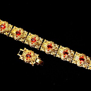 Camrose and Kross Jacqueline Kennedy Bracelet JBK Faux Ruby Crystals Gold Tone