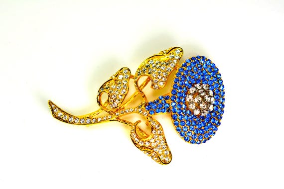 Camrose and Kross Jacqueline Kennedy JBK Gold Blue Sapphire