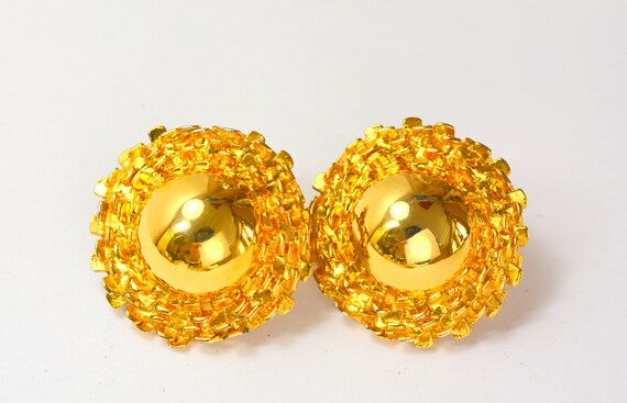PD Statement Bold Domed Button Earrings Gold Prem… - image 7