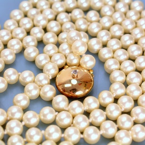 Designer Glass Pearl Multi Strand Opera Necklace Hand Knotted Very Heavy, Statement Designer Pearl Jewelry