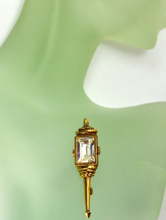 Goldette Victorian Revival Brooch Pin Lamp Gas Li… - image 3