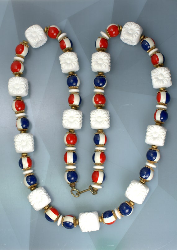 Hobé Bicentennial Patriotic Necklace 1976, Red Wh… - image 4