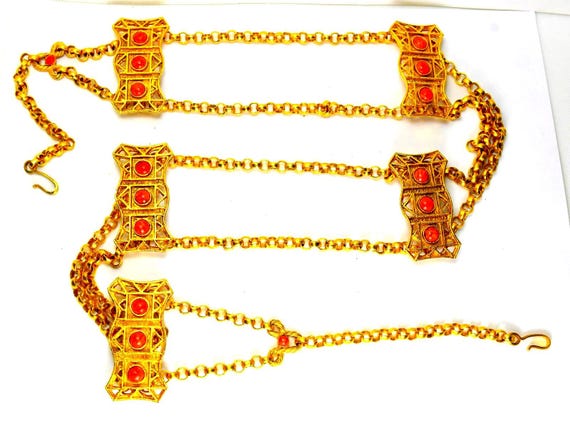 KJL Kenneth Jay Lane Chain Jeweled Belt - image 2