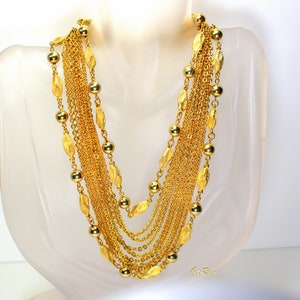 Vintage Bib Statement Multichain Layered Necklace Waterfall