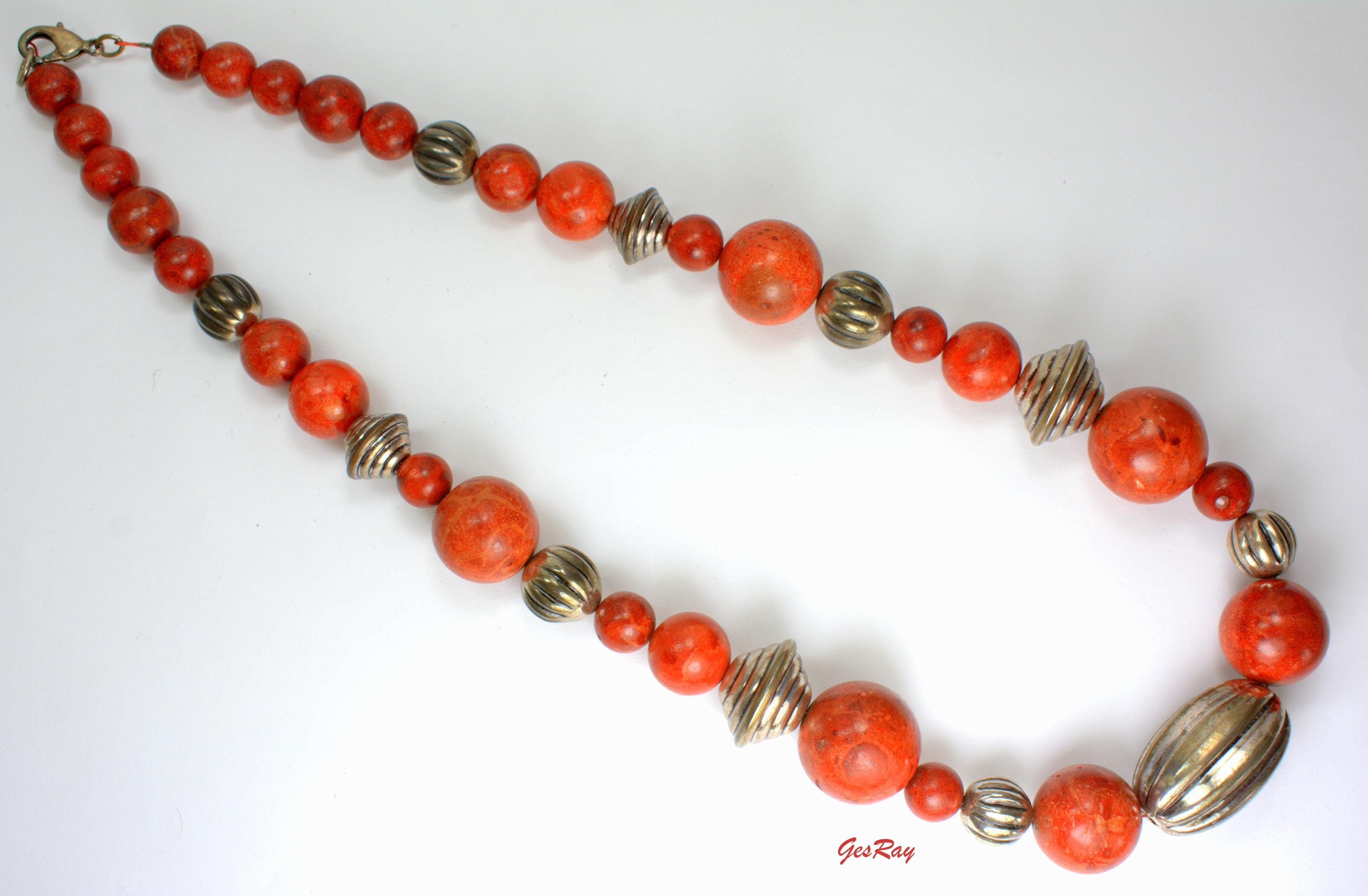 COOLSTEELANDBEYOND Collana Lunga Boho In Corallo E Perle Sintetiche - 90cm, Dichiarazione Di Stile - 6