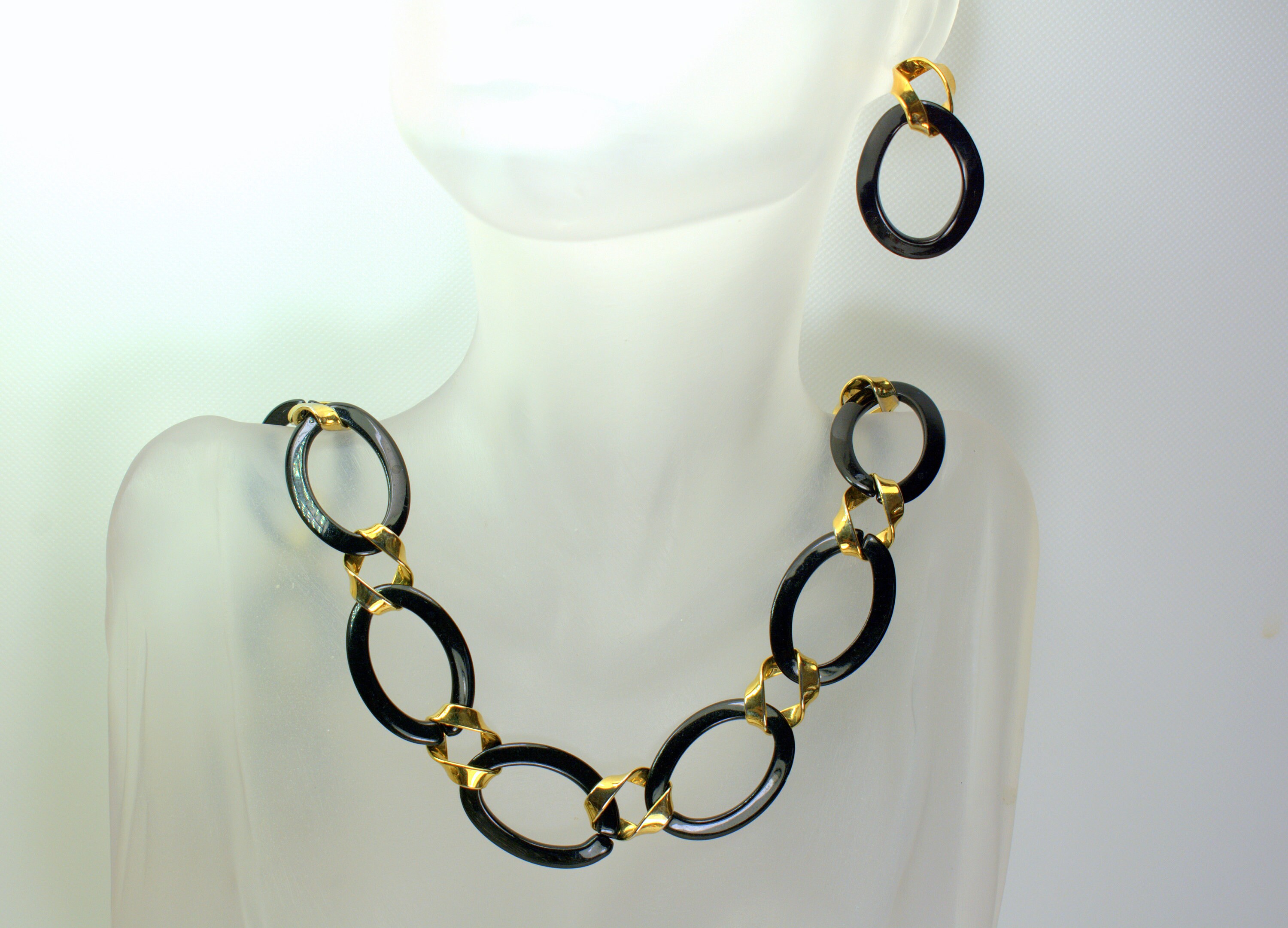 Monet gold black enamel necklace - Etsy 日本