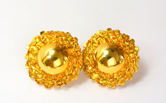 PD Statement Bold Domed Button Earrings Gold Prem… - image 2