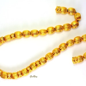 Stocko Gold Plated Beaded Collar Necklace, Golden Bead Snap Clasp Joseph Esposito