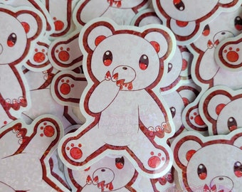 Autocollant en vinyle blanc Gloomy Bear de 3 pouces