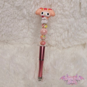 Flower Bunny Beaded Pen