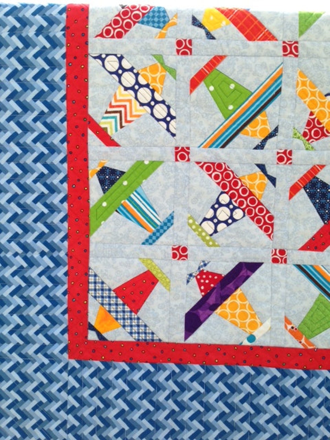 Colorful Paper Pieced Airplane Quilt Etsy