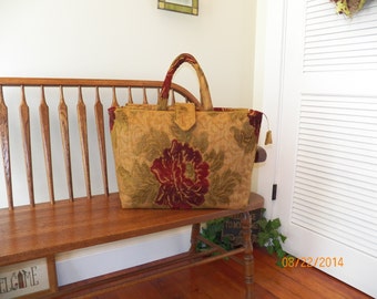 Balsamic Colette Chenille Tapestry Carpet Bag #142   - My BIG BEAUTIFUL BAGS -     - Oversized Bag - Weekender Bag -