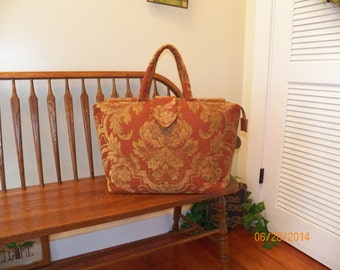 Clay Chenille Tapestry Carpet Bag #126-1 126-2   - My BIG BEAUTIFUL BAGS -     - Oversized Bag - Weekender Bag -