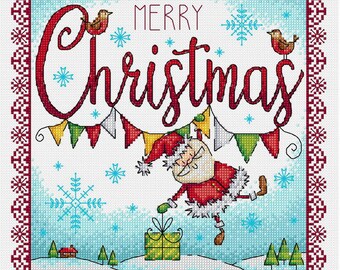 Merry Christmas completed cross stitch
