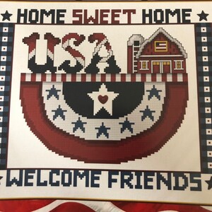 Home Sweet Home USA ukończony haft krzyżykowy