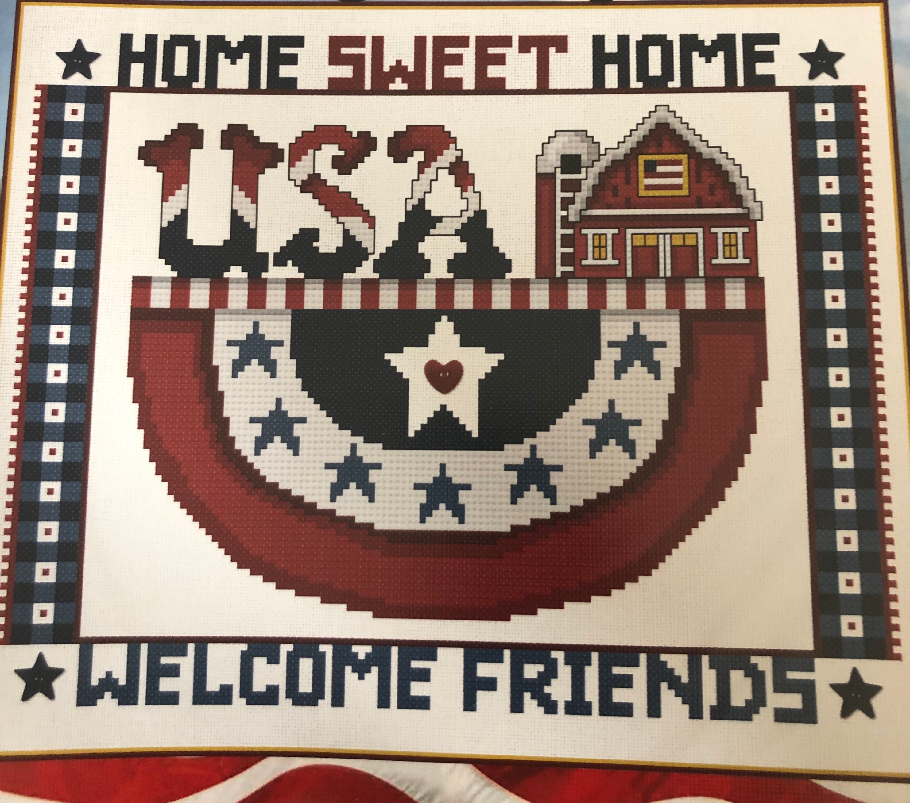 Home Sweet Home USA Completed Cross Stitch Etsy